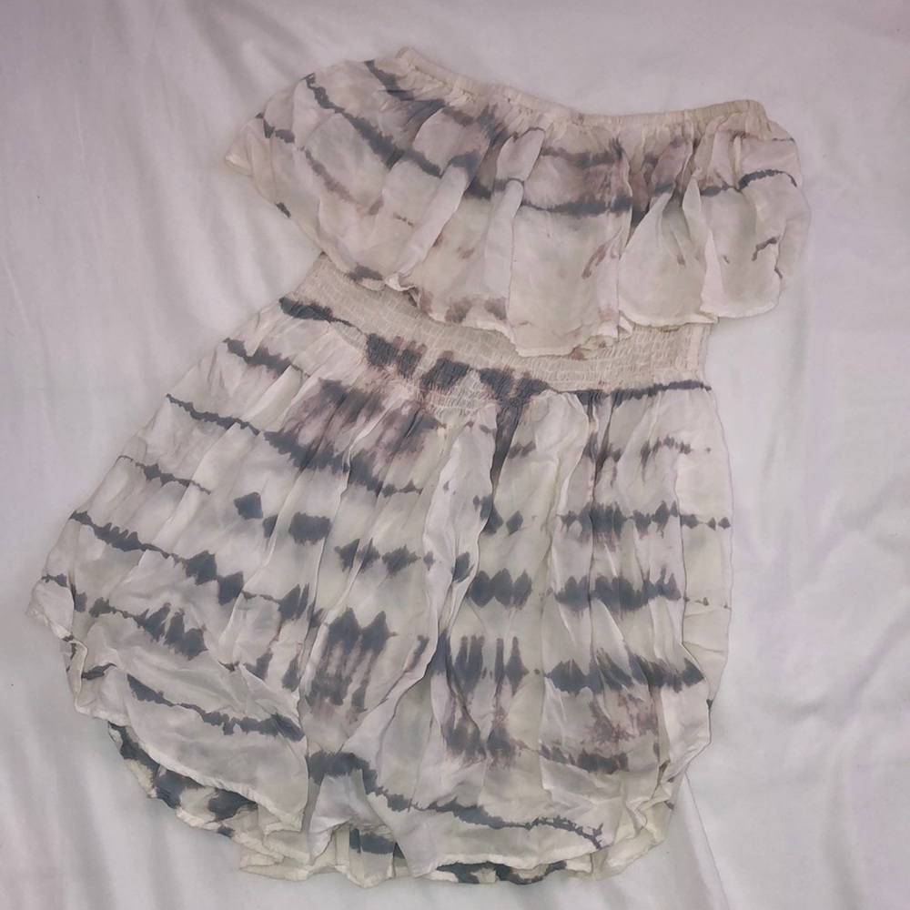 Planet Blue Cream and Blue Tie-Dye Mini Dress